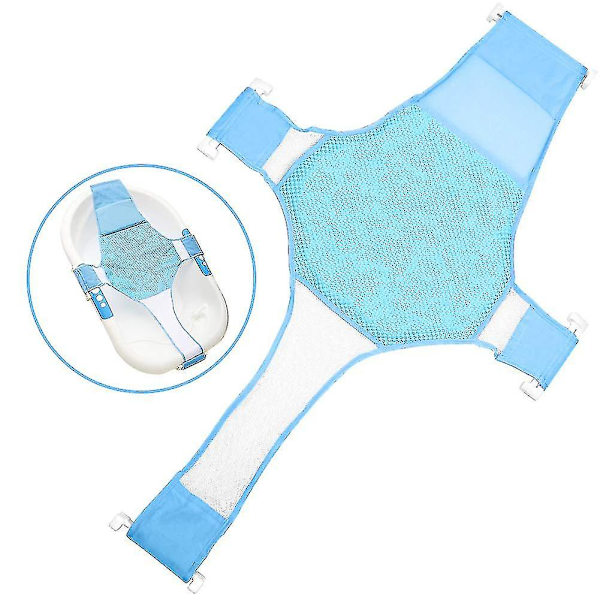 Nyfødt baby badesete støtte nett badekar slynge dusj mesh bade vugge ringer for badekar, blå
