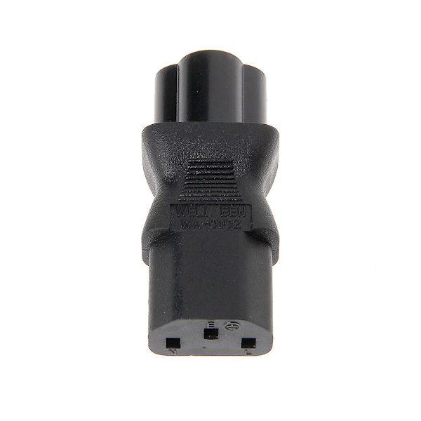 IEC 320 C13 hona till C6 hane 3-stifts klöverbladskontakt AC-strömadapter