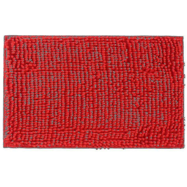 Super blødt absorberende skridsikkert mikrofiber chenille bademåtte, rød
