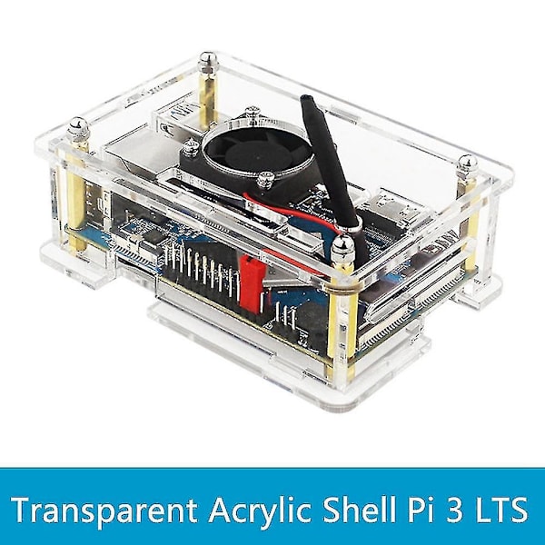 For Orange Pi 3 Etui - Transparent Akryl Skallboks Beskyttende Kabinett Med Kjøleventilator For Orange Pi