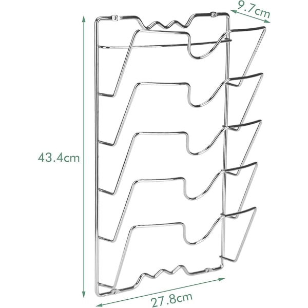 Grydelågsorganer, kraftig vægopbevaringsholder Stabil og pålidelig, lodret grydelågsholder 43,4x 27,8 X9,7 cm