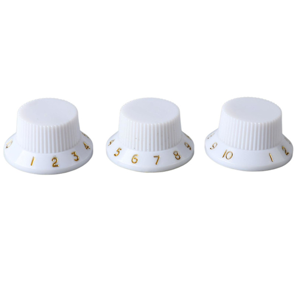 Elektrisk guitar bas tone volumen kontrolknap udskiftning - 3 stk potentiometer drejeknapper, hvid knap med guld bogstaver