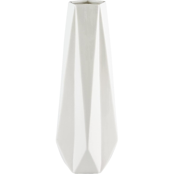 Rivet Modern Vinkelformad Stengodsvas, 36,5 cm Hög, Vit