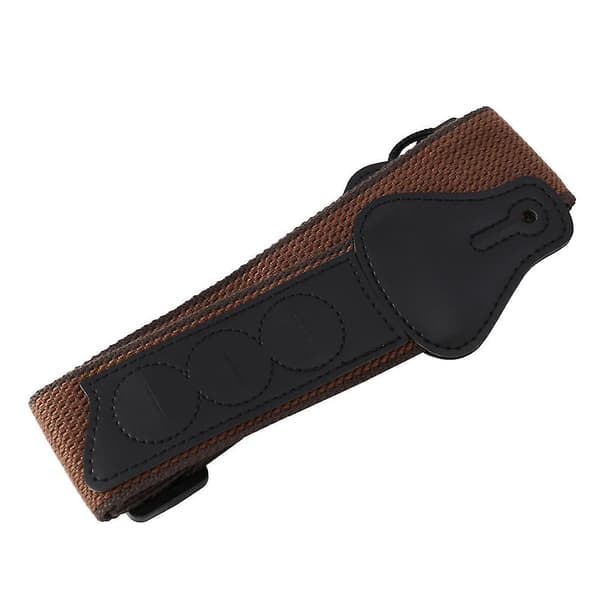 Gitarrrem med 3 plektrumhållare 100% mjuk bomullsrem för bas el & akustiska gitarrer (kaffe