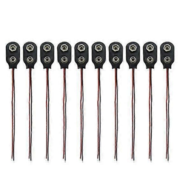 10 stk. Snap 9V Batteriholder Klips På Spænder Stik Kabel med Ledning