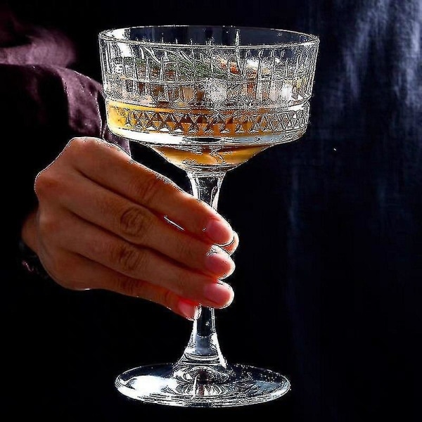 260ml Martini Glass Engraved Stripes Champagne Cocktail Glass Cup Home Bar Drinkware|engraving