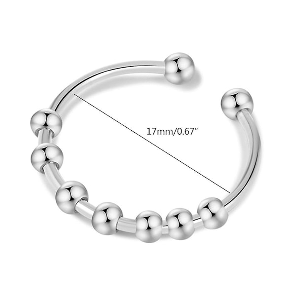 Rustfrit Stål Fidget Ring Angst Ring Med Perle Svingbar Justerbar Ring