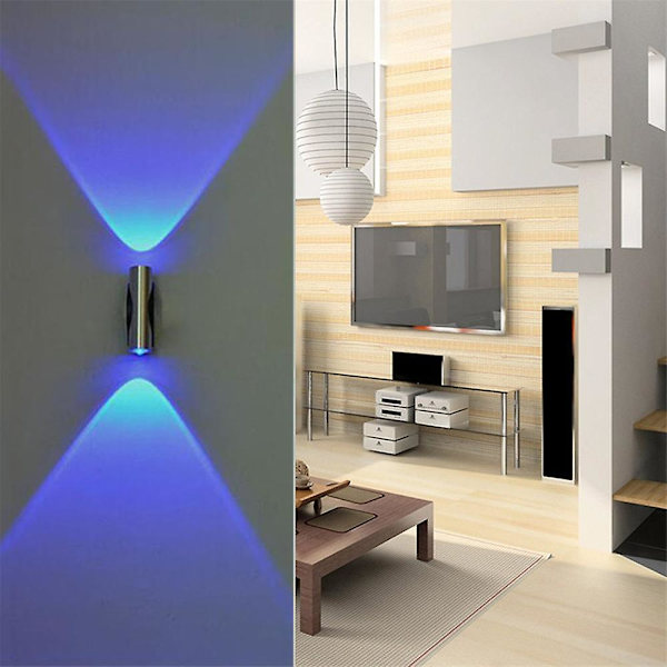Dobbelthodet LED-vegglampe Hjem Sconce Bar Veranda Veggdekor Taklampe Blå
