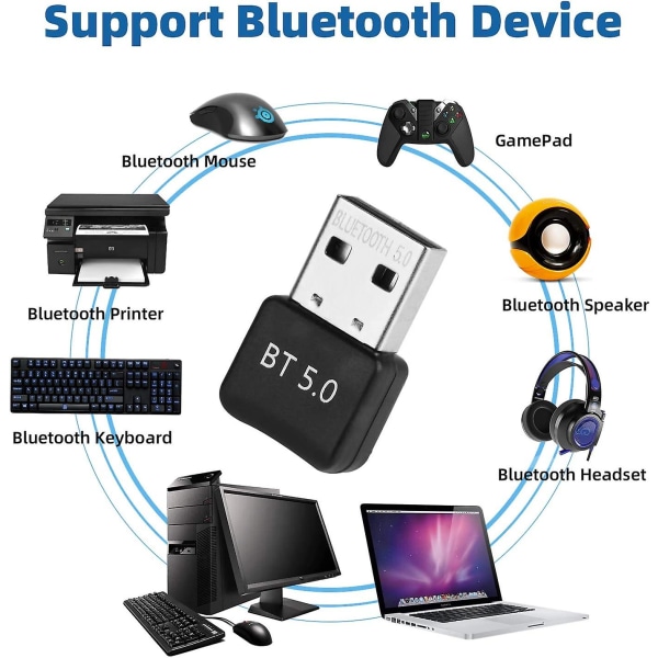 Usb Bluetooth-dongle Bluetooth 5.0 Mini Usb Dongle-adapter med lavt strømforbruk Plug and Play (bluetooth 5.0)