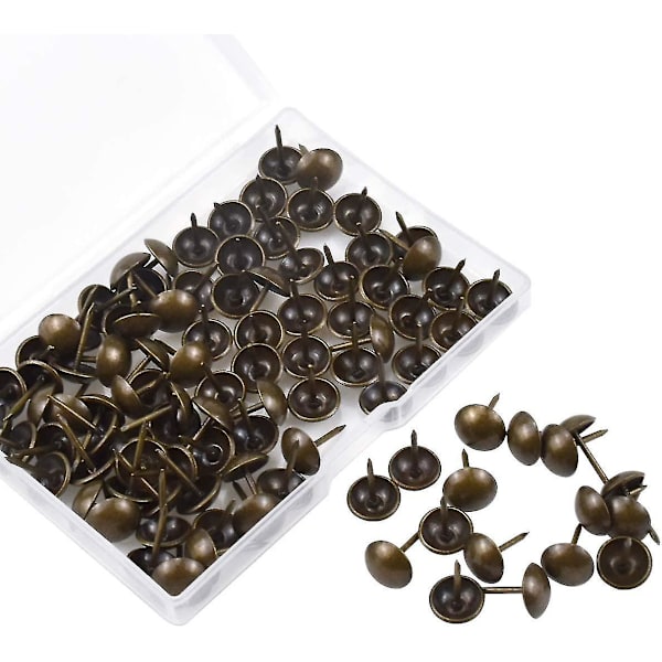Mässingstummar 100 st Kartnålar Bruna Metalliska Push Pins Kompatibla Kartor