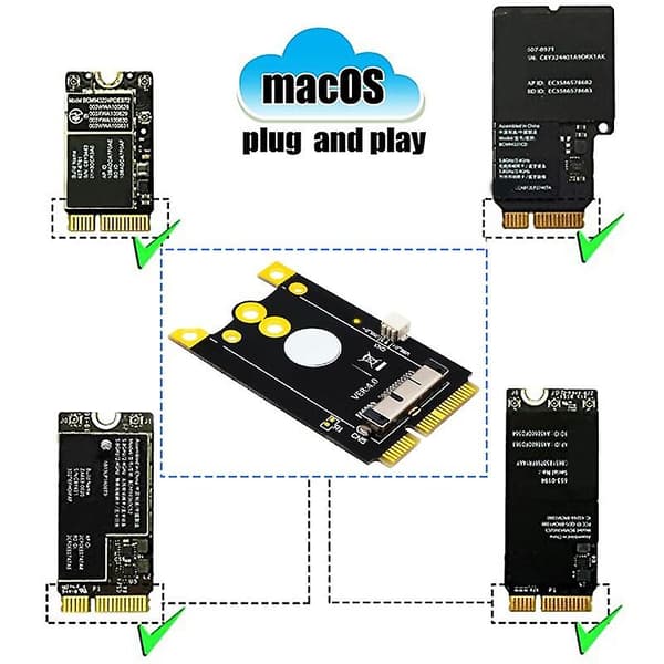 Opgraderet version Mini PCIe (MPCIe) konverteradapterkort 12+6 pins WiFi-kort til Mini PCI-E til Broadcom BCM94360CD