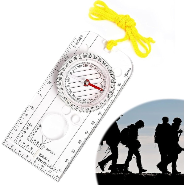 Navigasjonskompass, orienteringskompass Bærbart gåkompass Justerbar deklinasjon Explorer-kompass Vanntett navigasjonskompass