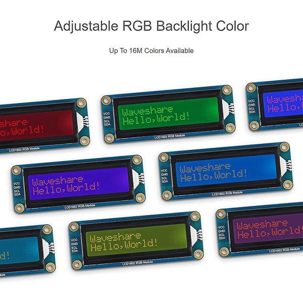 1602 Lcd-skjerm Rgb-modul 16x2 tegn 16m Farger Rgb-bakgrunnsbelysning Lcd-modul For /pi Pico
