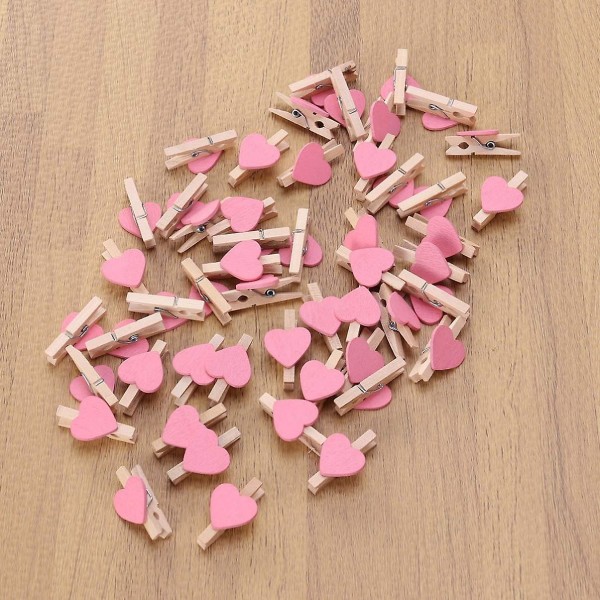 50 st träklämmor i form av hjärtan, miniklämmor för foton, scrapbooking, konst och hantverk, upphängning av foton