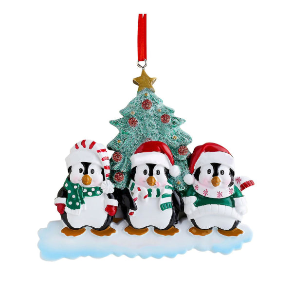 Personlig pingvinfamilie juletrepynt (1 stk-familie på 3)