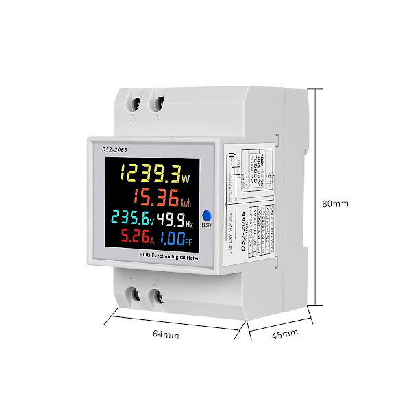 Digital enfas AC 40-300v 100a DIN-skena 6 i 1 Voltmeter Ammeter Watt Kwh Frekvensmätare 110