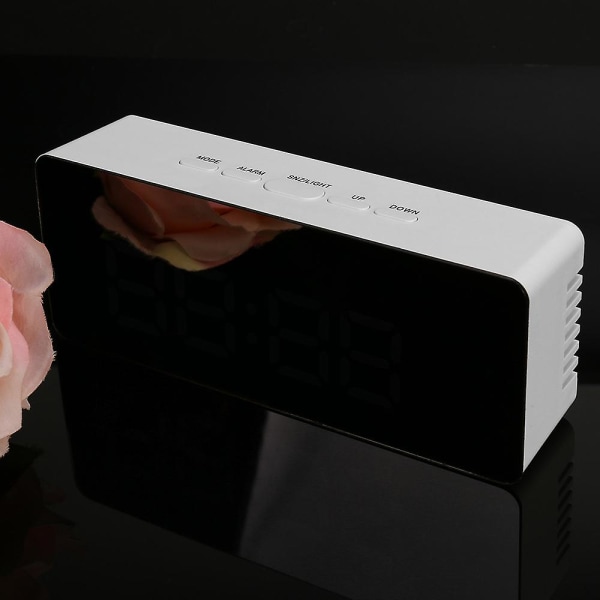 Spegels LED-väckarklocka Multifunktionell Digital Elektronisk Temperatur Snooze Klocka