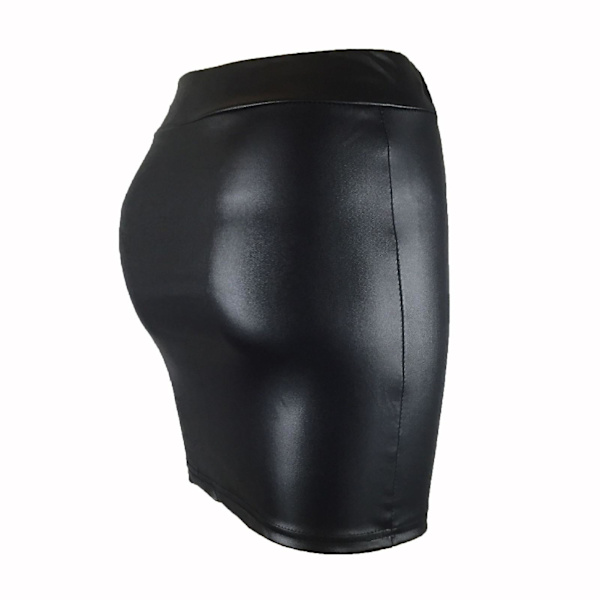 Kvinnors minikjol enfärgad hög midja smal passform stretchig matt konstläder mysig pendlare bodycon kjol streetwear wine red s