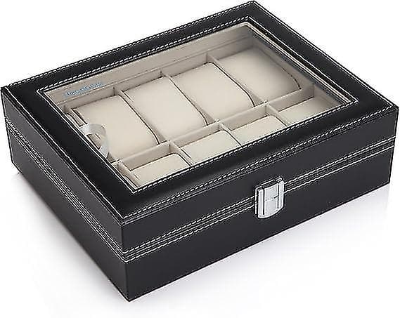 Etui för klockor/displayställ/låda/förvaring för klockor i PU och glas