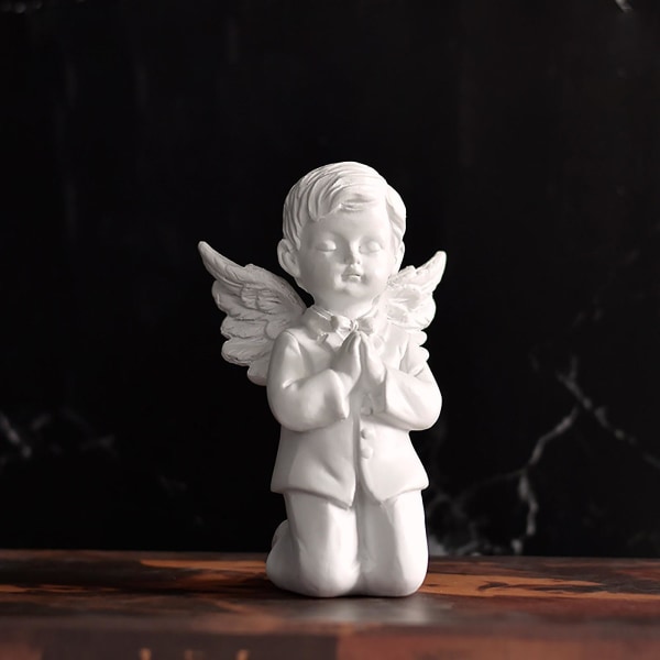 Bedende Cherub Yndige Cherubs Engle Statuer Figur Indendørs Udendørs Hjem