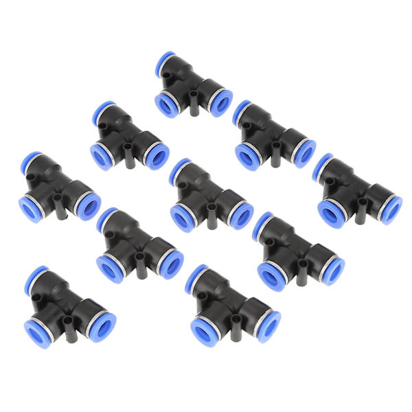 10mm T-typ pneumatisk kontakt luftledning snabbkoppling rörkoppling - 10 st