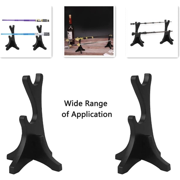 Visningsstativ for tryllestaver - 2-lags bordhylle for å samle trollmannsstaver, dekorasjon for hjemmet (svart) (2 stk.)
