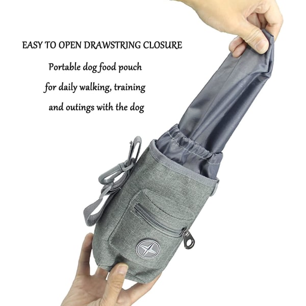 Hundgodispåse Treat Dog Midjepåse Hundträningsväska Handsfree-väska med stor kapacitet Träningsväska för hundträning för husdjursfoder med inbyggd bajsdispenser Grå