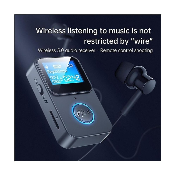 Bluetooth 5.0 lydmottakerstøtte Tf-kort Mp3-spiller Tapsfri FM-sender Fjernkontrollledning