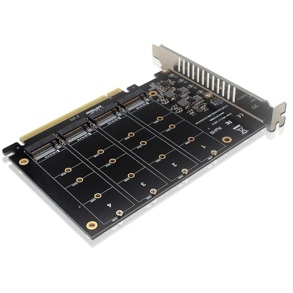 4-porttinen NVMe-PCIe-sovitinkortti M.2 NVMe-PCIe X16 -sovitin 4x32 Gt/s M Key -kiintolevymuunnin R