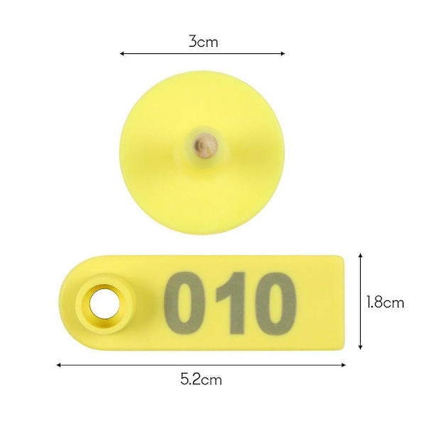 100 st numrerade öronmärken för boskap, får, 001-100, för identifiering av boskap