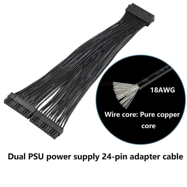 Dual Psu Power Supply 24-pins Atx-kabel, for Atx hovedkortkabel