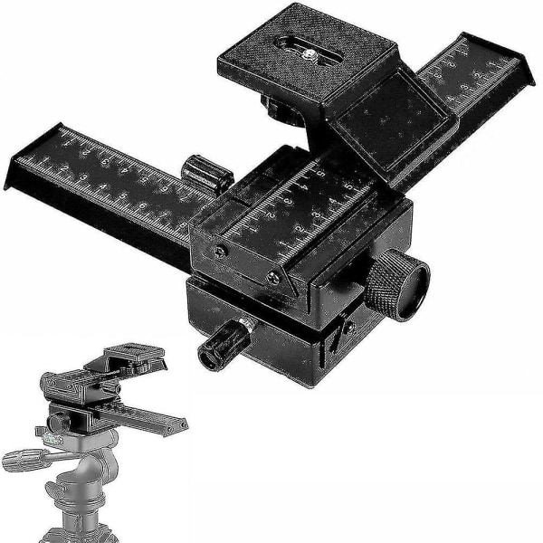4-vejs makrofokuseringsskinne 3d justering Slide Makro Slider til næroptagelse af digitale kameraer med 1/4 tomme skruehul