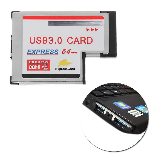 2 Dual Port Usb 3.0 Hub Express Card Expresscard Skjult 54mm Adapter Til Laptop