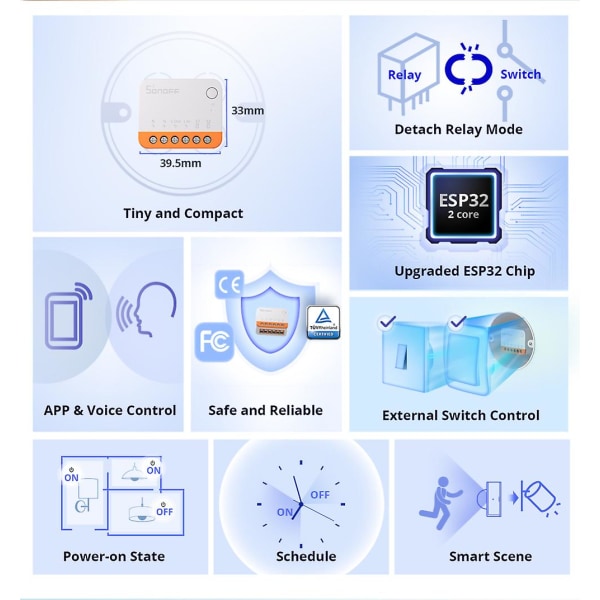 Sonoff Mini R4 Wifi -kytkinmoduuli Älykäs Wi-fi 2-tie-kytkin Langaton ohjaus