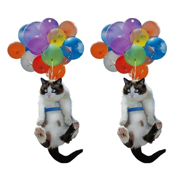 Suloinen Hauska Kissa-auton riippukoriste värikkäällä ilmapallolla riippuvalla koristeella