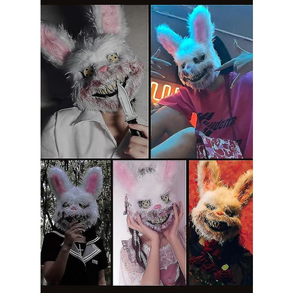 Pelottava verinen kani naamio Creepy naamio Lapset Aikuiset Joulujuhlat Cosplay rekvisiitta