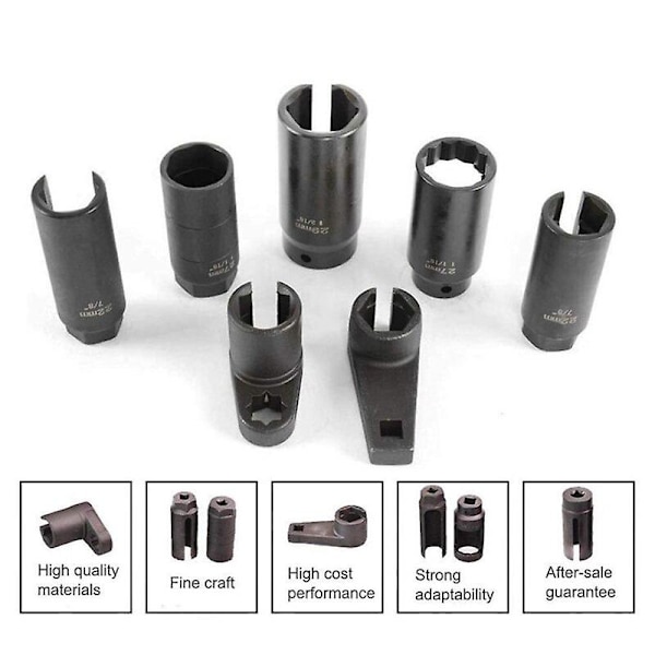7PCS 1/2 & 3/8 Drive CR-V stål Sensor Socket Kit O2 Oxygen Sensor Sleeve Tool Wrench Socket Set