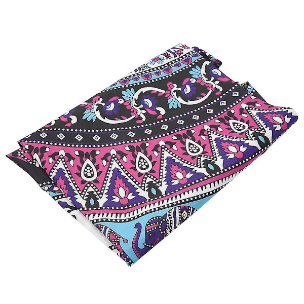 Pyöreä Mandala-kuvioinen boheemi seinävaate piknik-rantapyyhe peitto violetti elefantti Manda