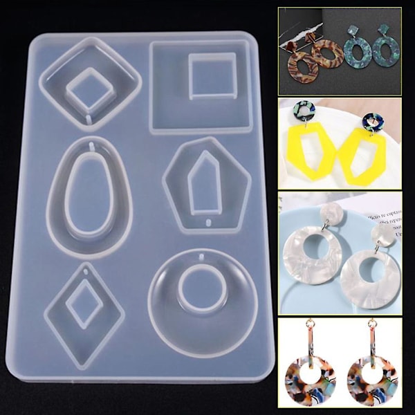 Diy Crystal Epoxy Resin Mold Øreringe Studs Ornament Vedhæng Støbning Skimmel Håndlavede Håndværk Smykkefremstillingsværktøj