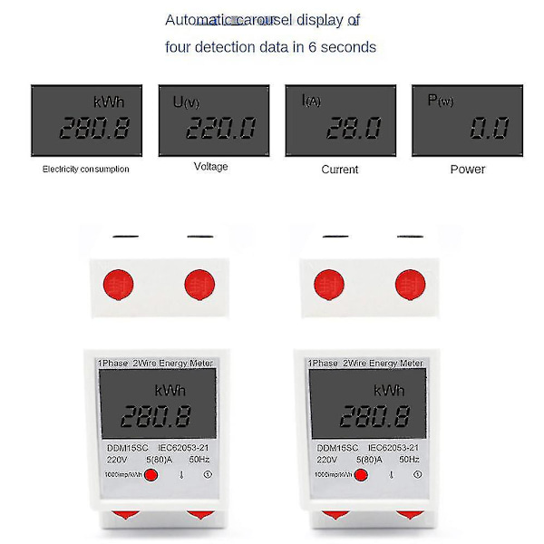 LCD Digital Enfas Energimätare KWh Spänning Strömförbrukning Mätare Wattmeter El 2
