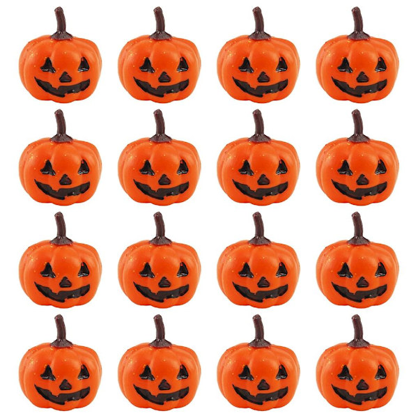 16 stk Halloween Miniatyr Gresskar Figurer Mini Skum Gresskar Modell Ornament