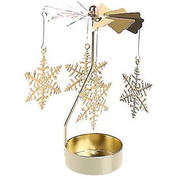 Metall Vridbar Ljusstake Ljusstake Hållare Heminredning Bröllop Golden Snowflake