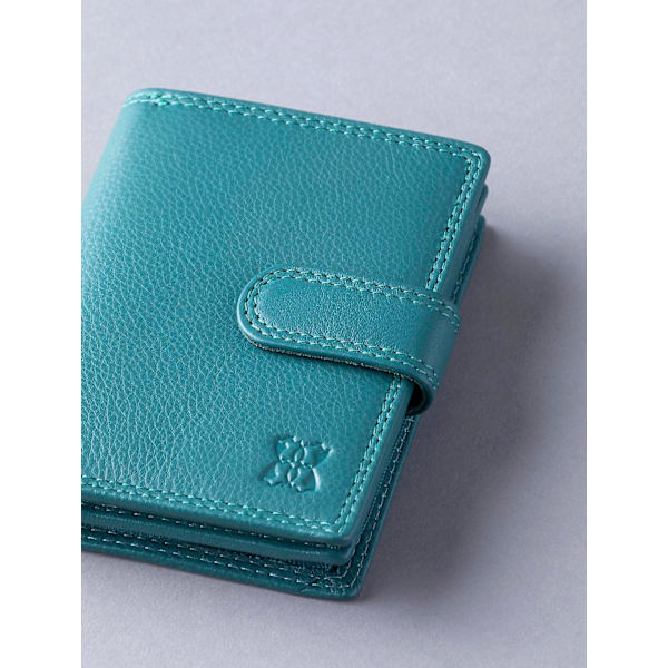 Liten skinnveske med flik i teal