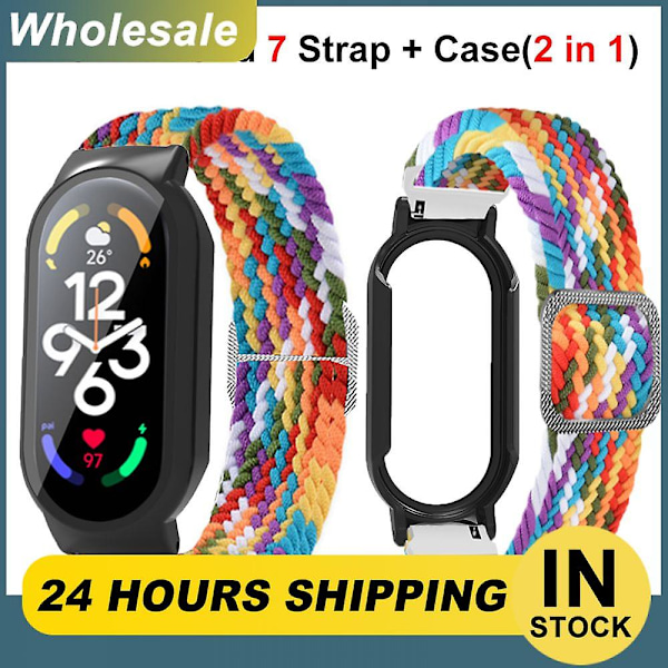 5 stk Farvede Flettede Urremme Til Xiaomi Watch Elastisk Justerbar Nylon Urrem