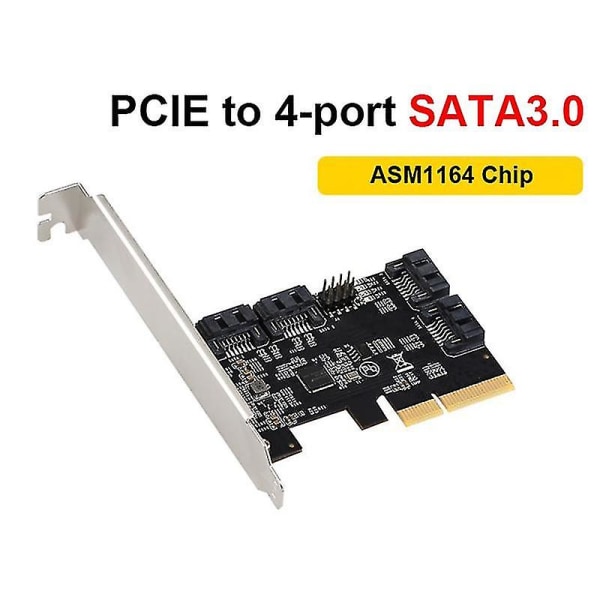 Pcie X4 4-porttiseen SATA3.0 -laajennuskortti Pcie3.0 -sovitinkortti Asm1164 -sirulaajennuskortti Pcie - S