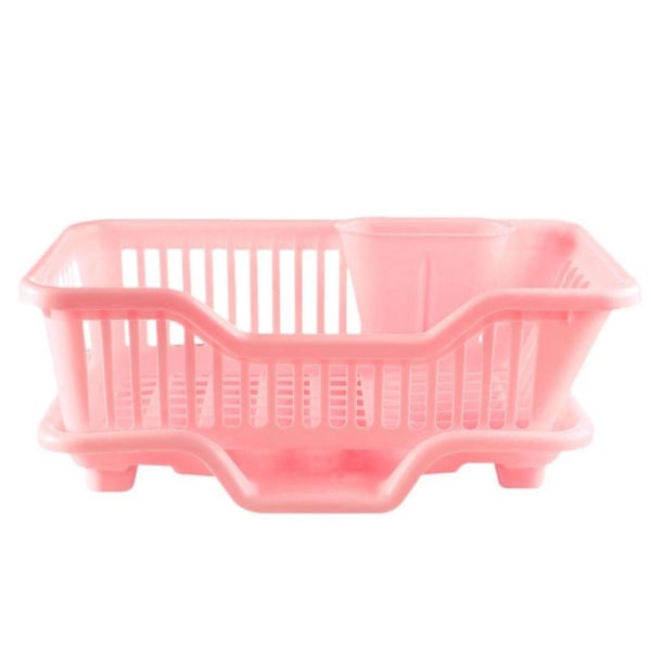 Set i plast för diskbänk 17,5 X 9,5 X 7 tum (rosa)