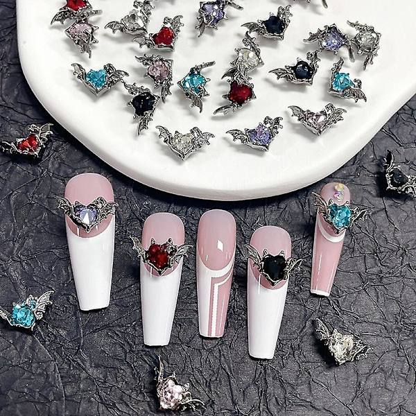5 st kristall strass nagelkonst dekoration Halloween fladdermus nagel berlocker dekor Black