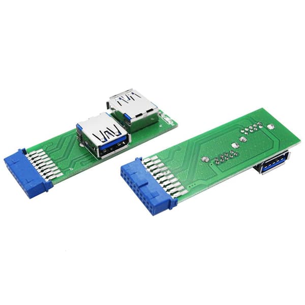 Dobbelt USB 3.0 A-hun til bundkort 20-bens bokshovedstikadapter Pcba