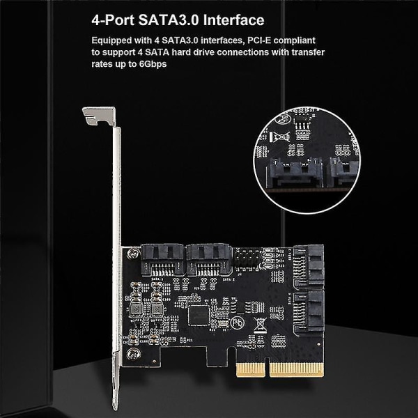 Pcie X4 til 4 port Sata3.0 udvidelseskort Pcie3.0 adapterkort Asm1164 Chip udvidelseskort Pcie til S