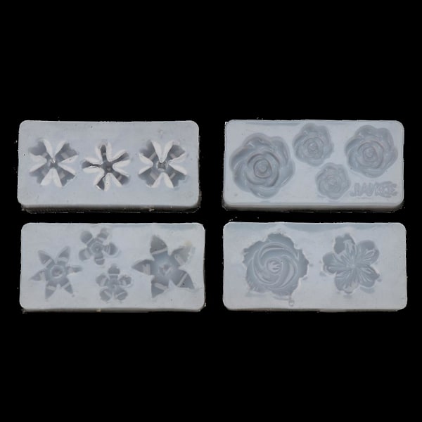 4 stk. Blomster Siliciumforme Til Diy Smykker Uv Expoy Stor Klar Vedhæng